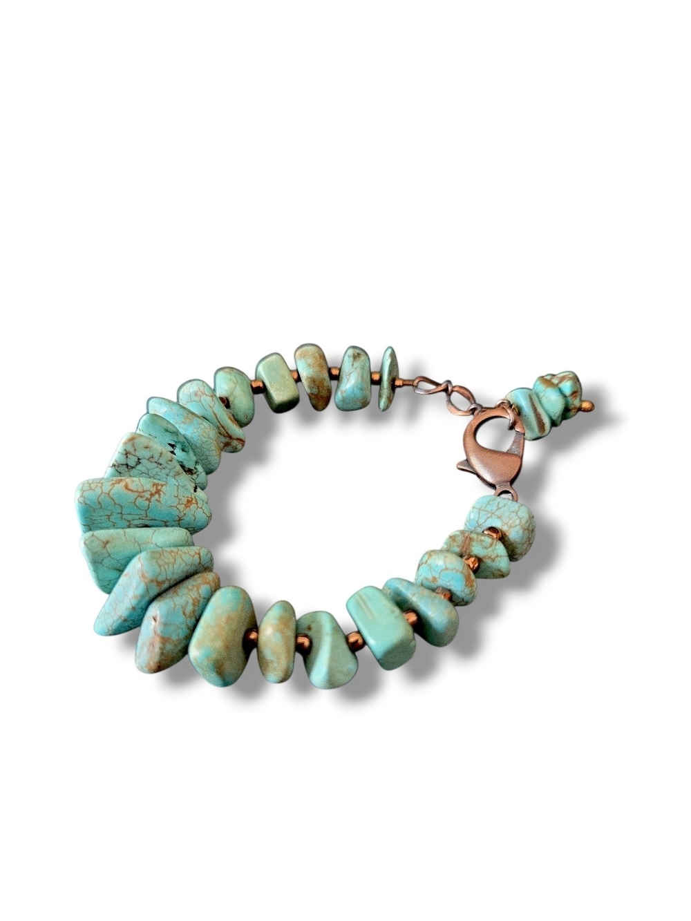 Turquoise Chip Bracelet with Copper Clasp - Unbranded
